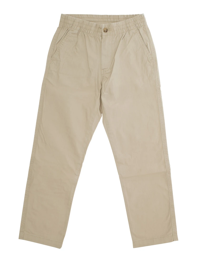 Beige Trousers with Elasticated Waist and Logo on Back in Cotton Baby