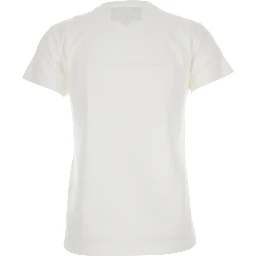 White Crew Neck T-Shirt with Front Embroidery in Cotton Jersey Woman
