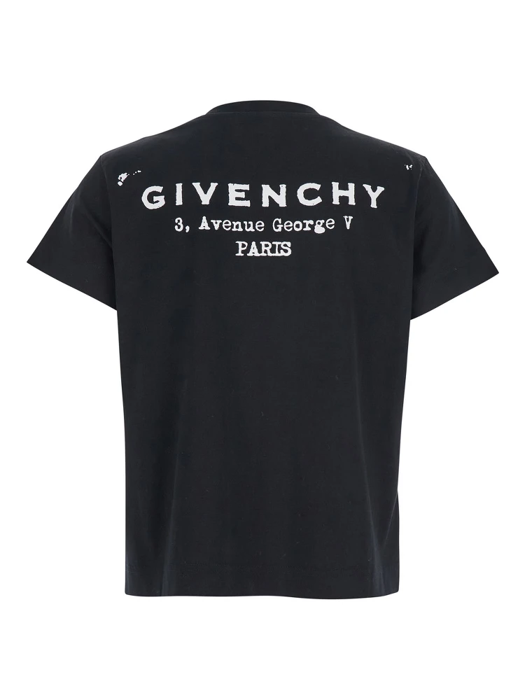 Black Crewneck T-Shirt with Logo Lettering on Front and Rear in Cotton Woman alternative