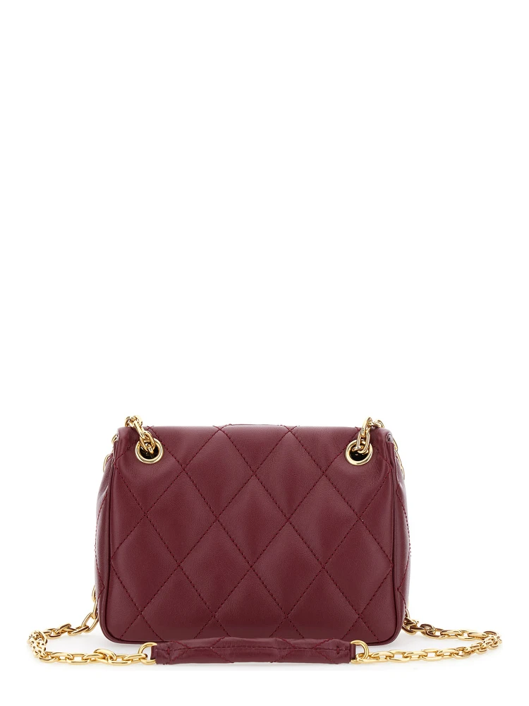 Bordeaux Quilted Crossbody Bag with EKD Plaque on the Front and Chain-Link Shoulder Strap in Leather Woman alternative