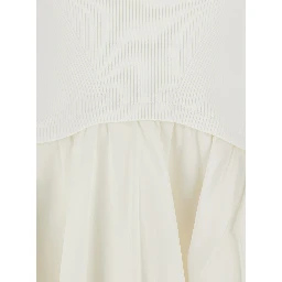 Kenny White Crewneck Mini Dress with Puffed Skirt in Viscose Blend Woman