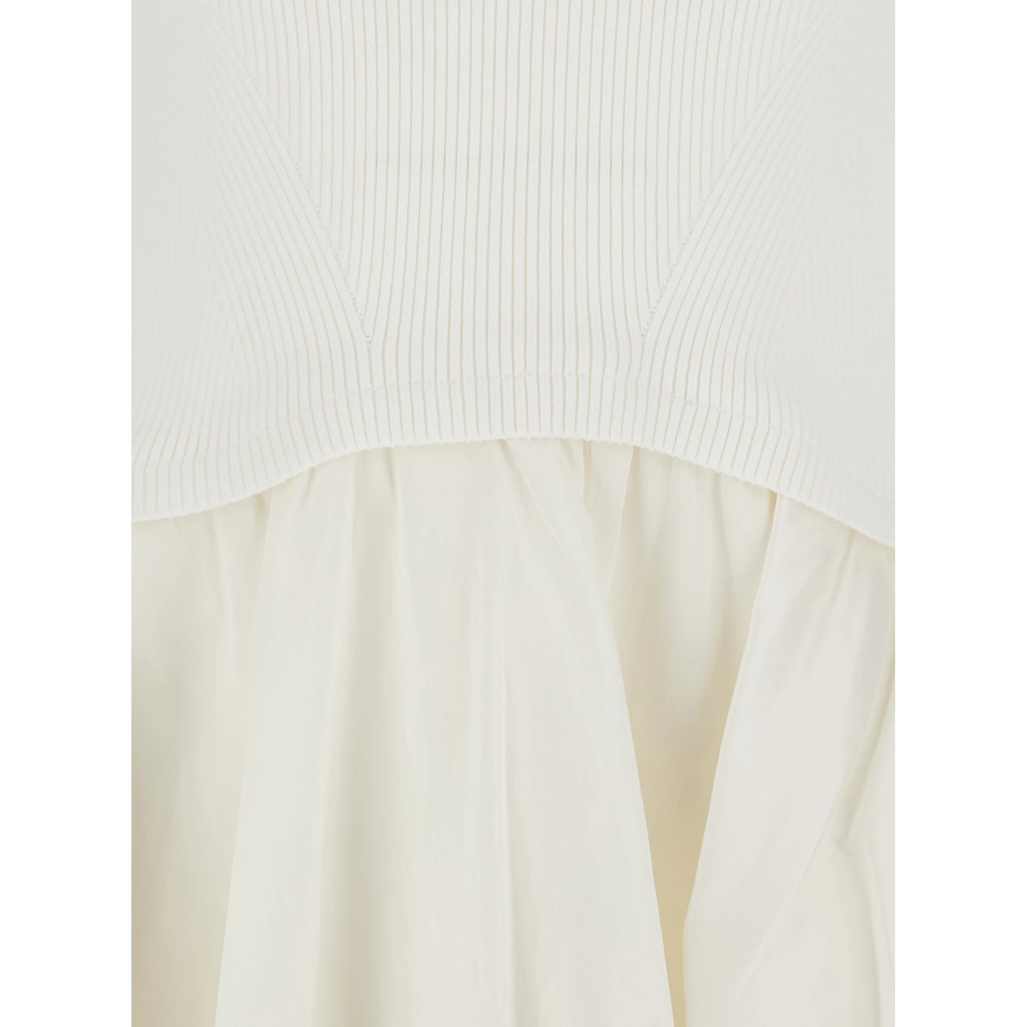 Kenny White Crewneck Mini Dress with Puffed Skirt in Viscose Blend Woman