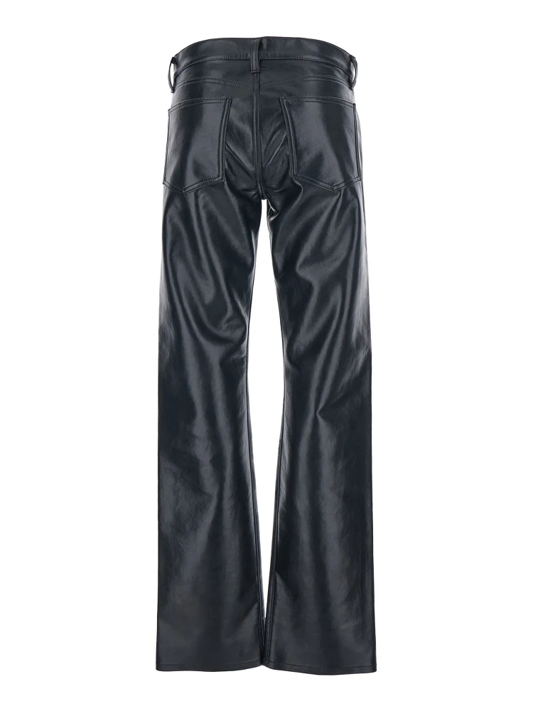 Black Pants with Belt Loops in Leather Blend Woman alternative