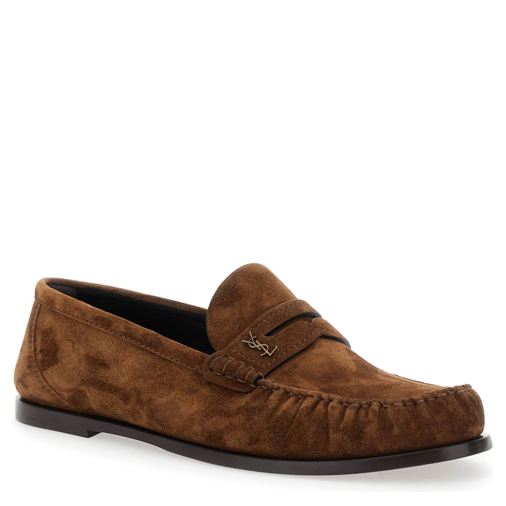 Brown Loafers with Cassandre Detail in Suede Man