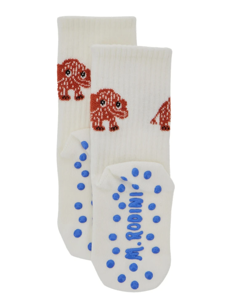 White Socks with Anti Slip Details and Embroidery on the Front in Cotton Boy alternative