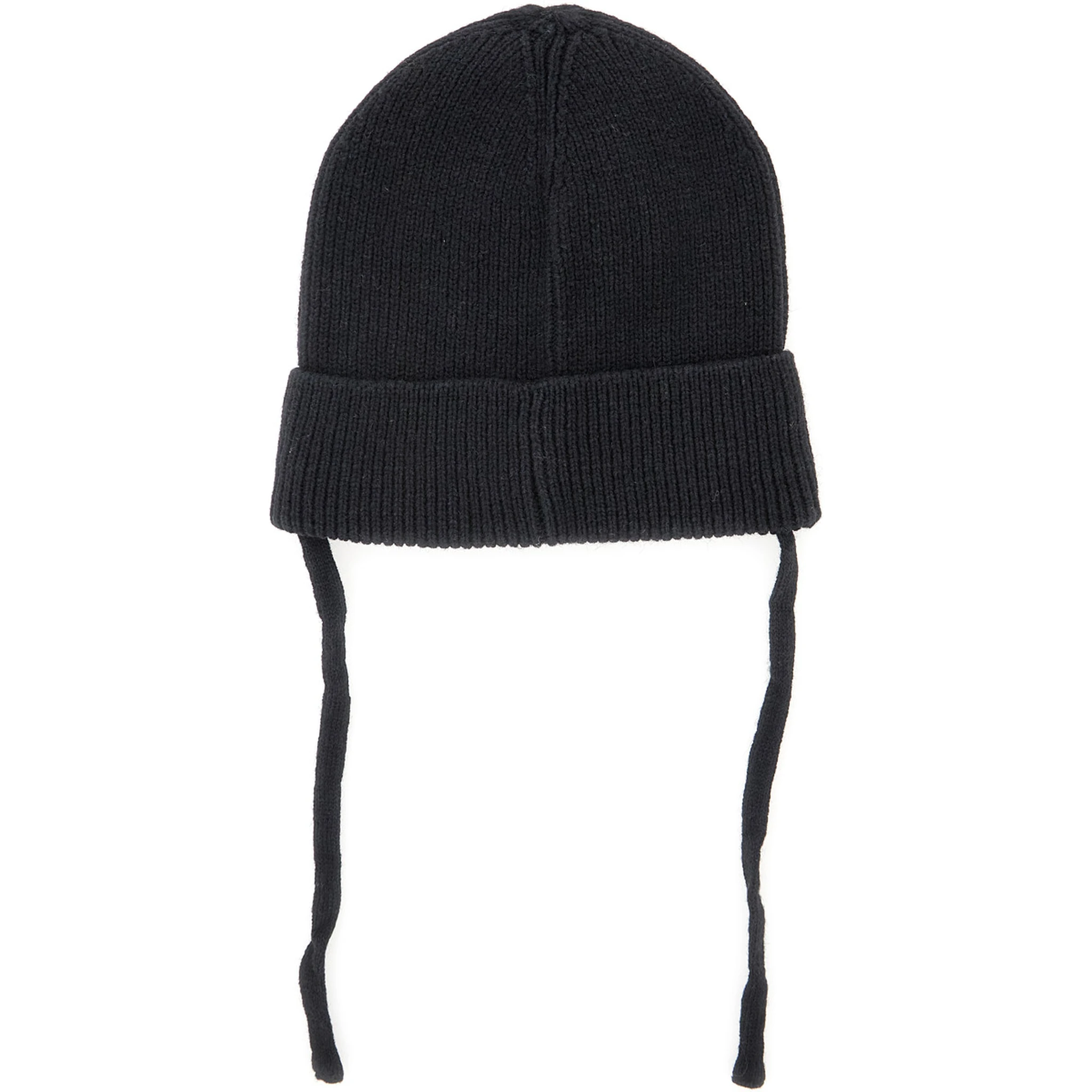 Ritzratz Black Beanie with Drawstring and Logo Patch on the Front in Wool Blend Baby
