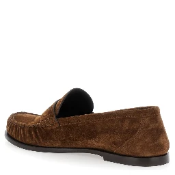 Brown Loafers with Cassandre Detail in Suede Man