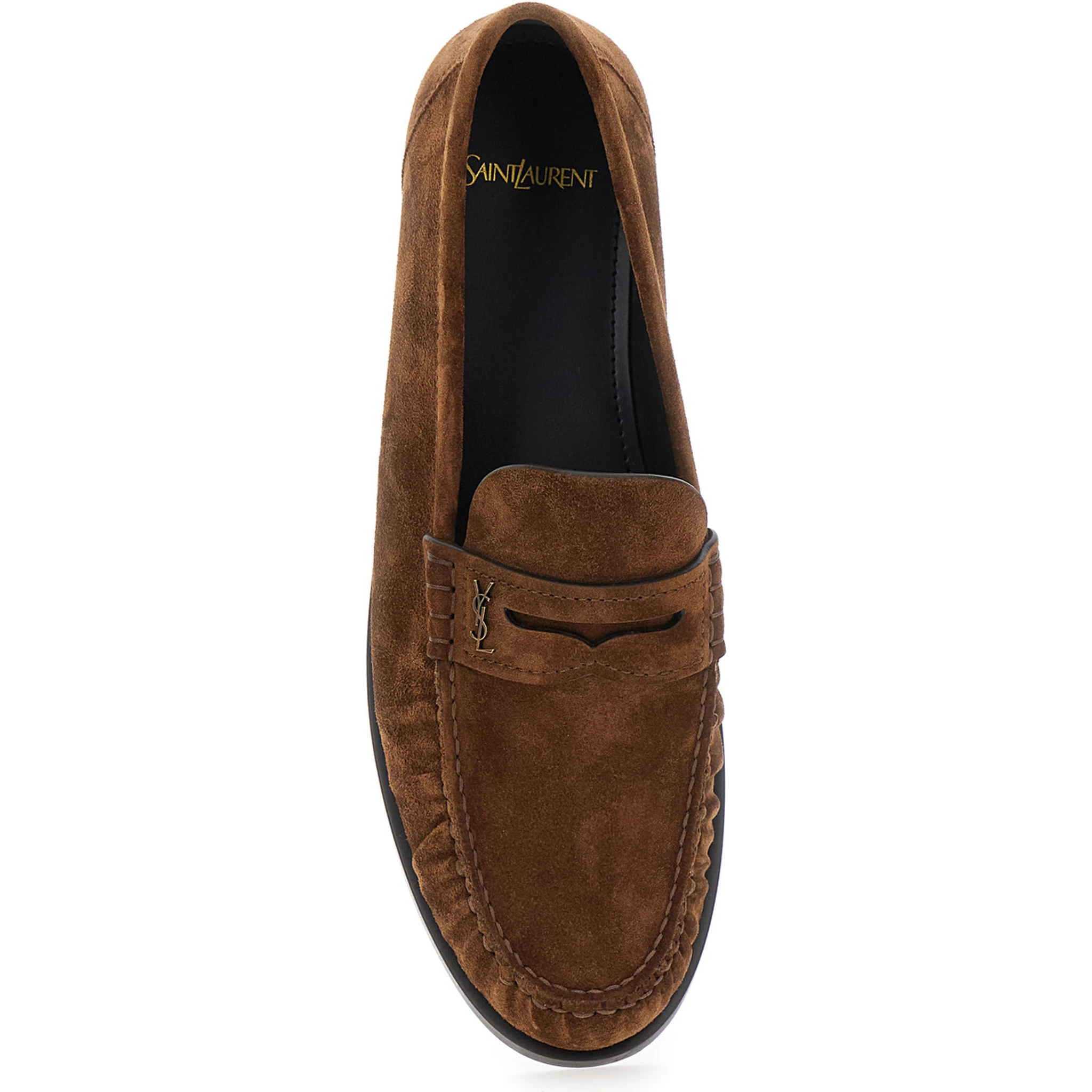 Brown Loafers with Cassandre Detail in Suede Man
