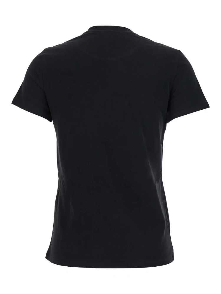 Black T-Shirt with Embroidered Logo on the Front in Cotton Woman alternative