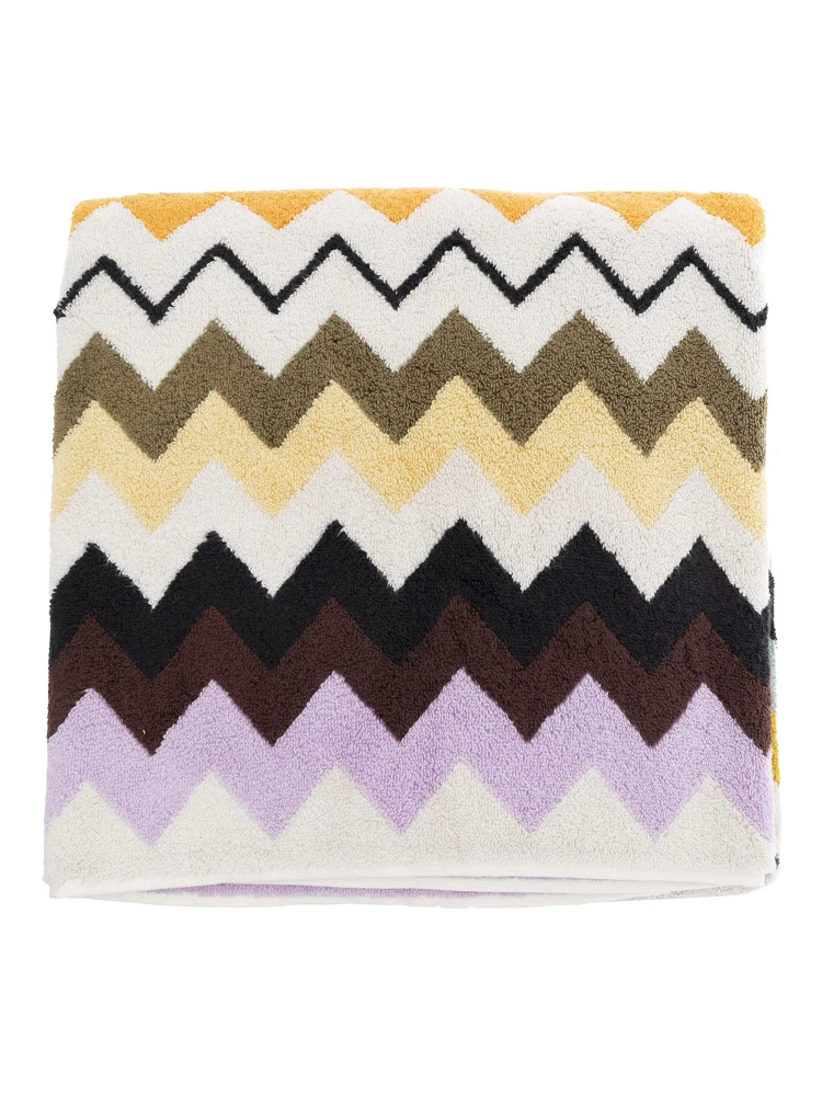 Murrina Multicolor Beach Towel with All-Over ZigZag Motif in Cotton Home alternative