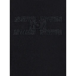 Black T-Shirt with Embroidered Logo on the Front in Cotton Woman