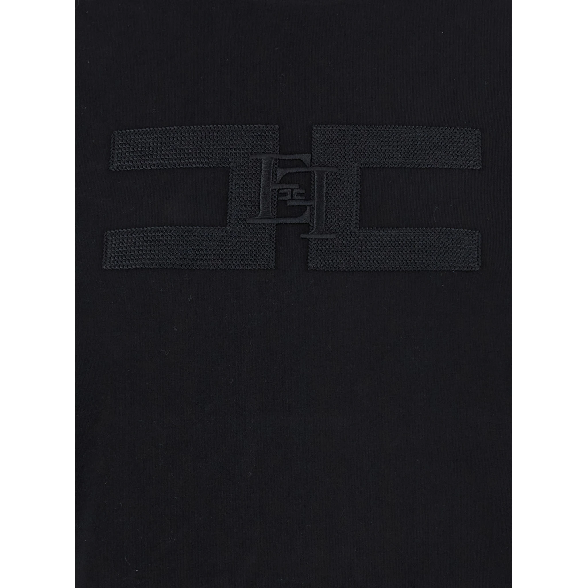 Black T-Shirt with Embroidered Logo on the Front in Cotton Woman