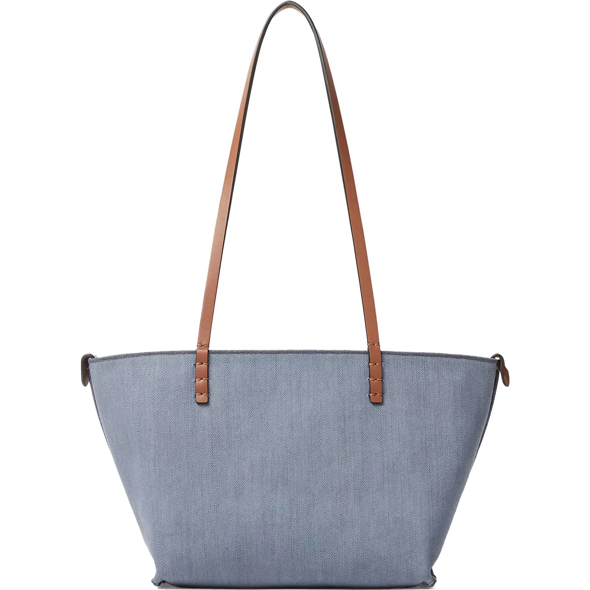 Blue Reversible Tote Bag with Two Top Leather Handles and All-Over FF Motif in Cotton Woman