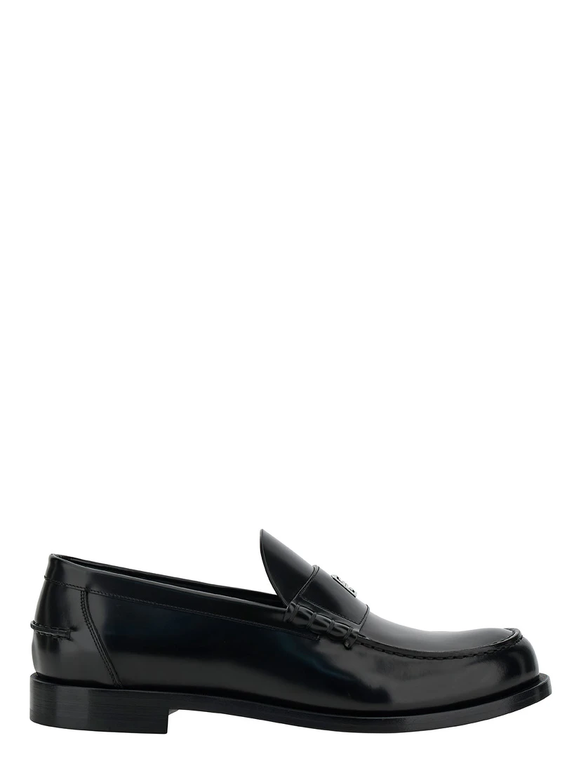 Black Loafers with 4G Detail in Leather Man