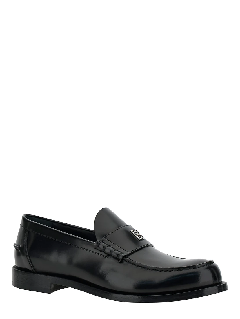 Black Loafers with 4G Detail in Leather Man