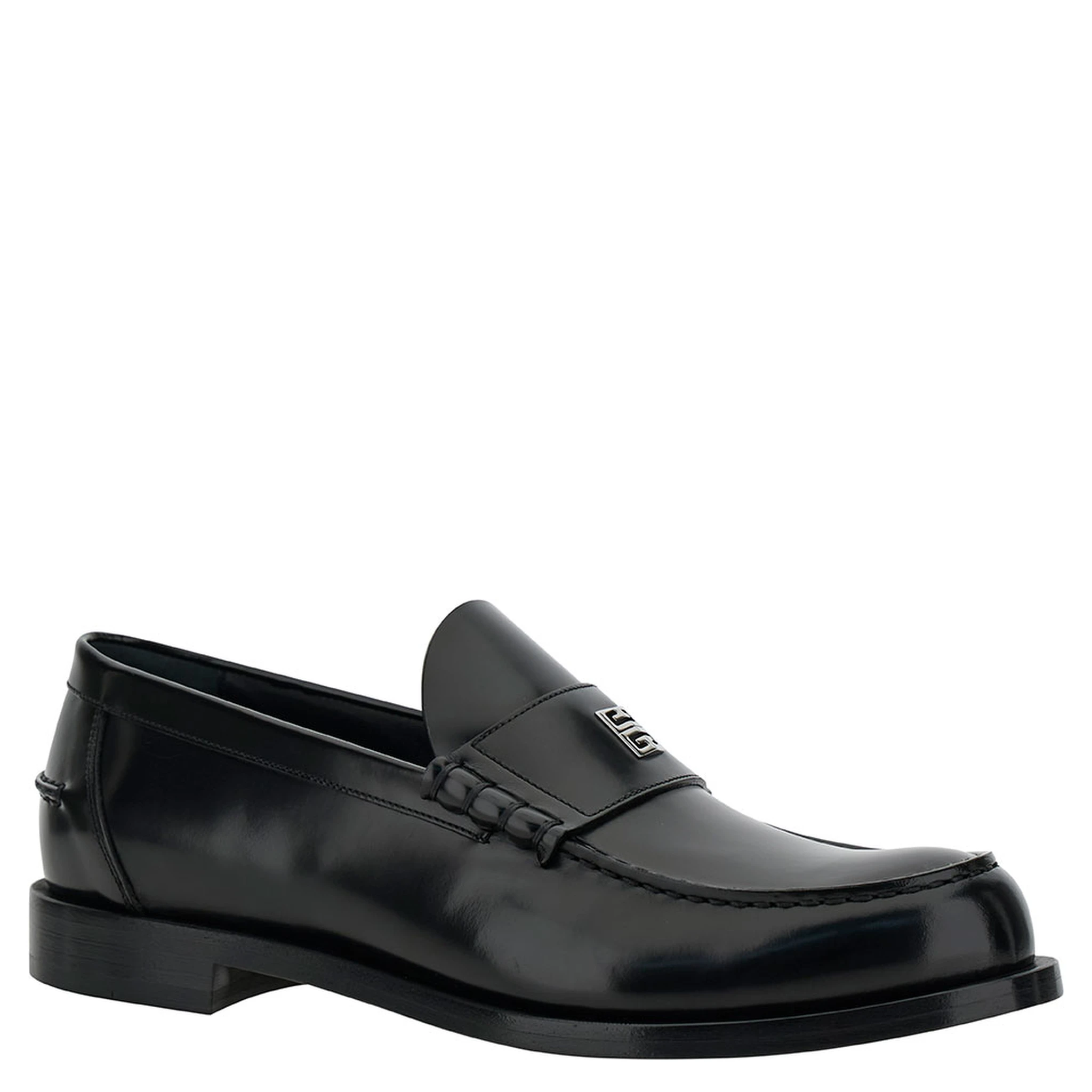 Black Loafers with 4G Detail in Leather Man