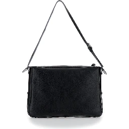 Simply Fendi Large Black Shoulder Bag with FF Detail in Leather Woman