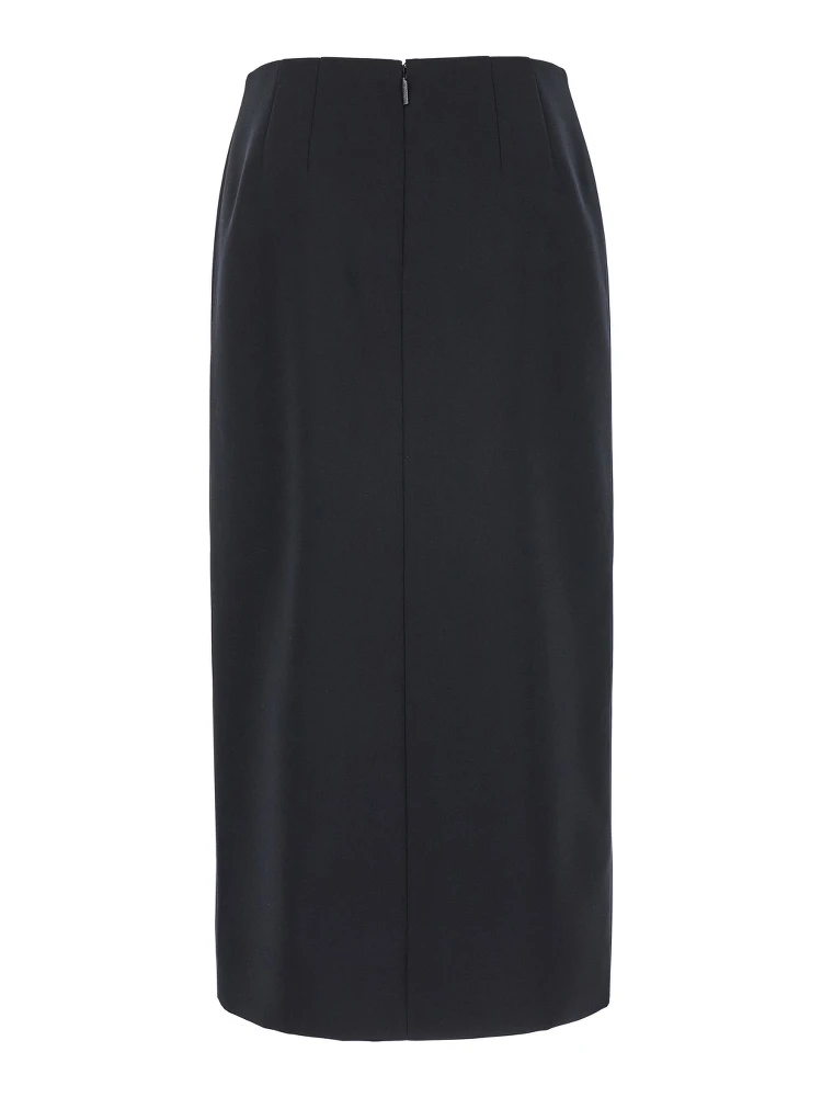 Grisaille Black Midi Skirt with Side Splits in Wool Woman alternative