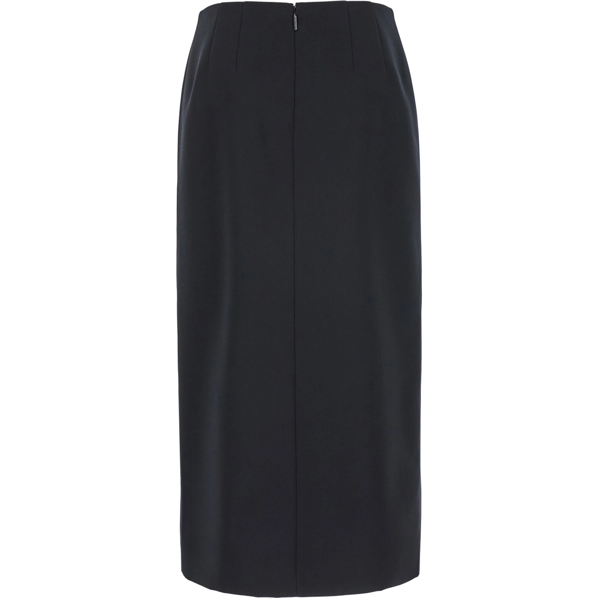 Grisaille Black Midi Skirt with Side Splits in Wool Woman