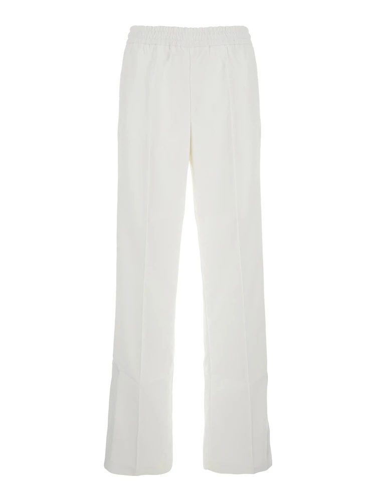 White Pants with Elastic Drawstring Waist in Tech Fabric Woman