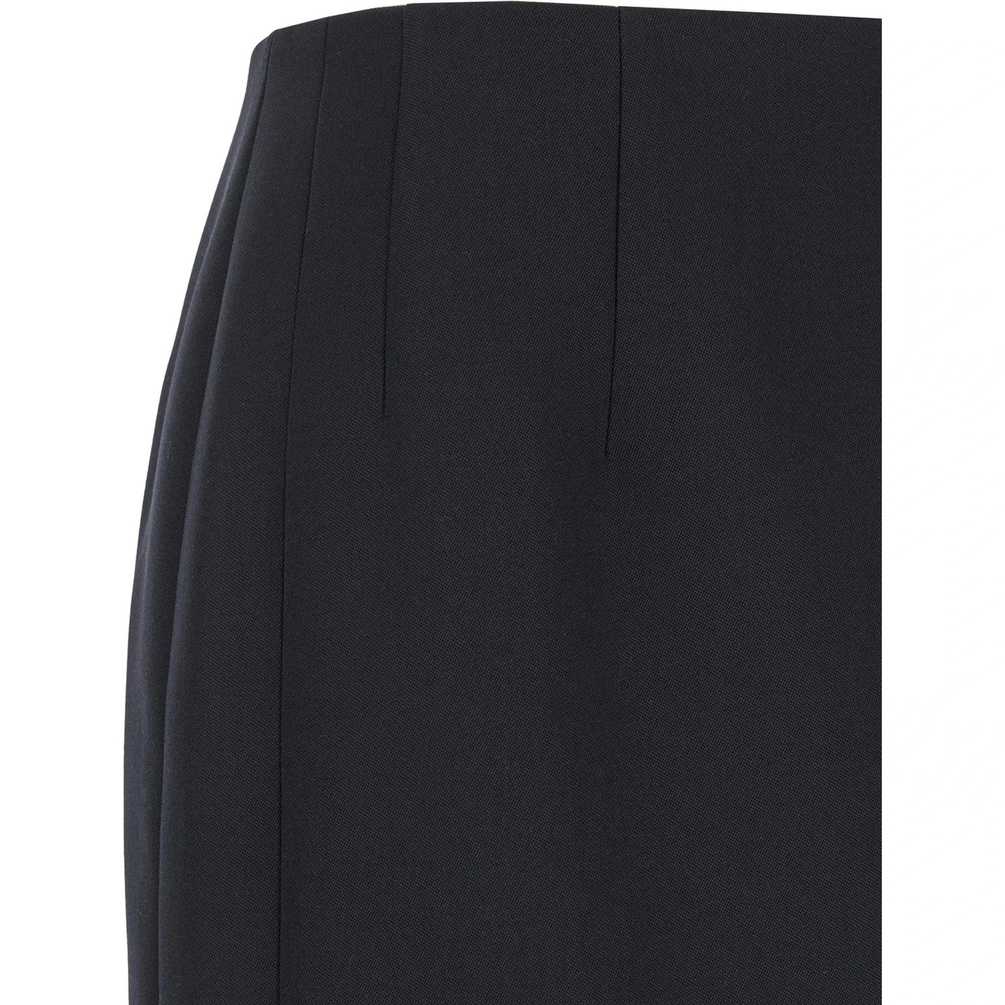 Grisaille Black Midi Skirt with Side Splits in Wool Woman