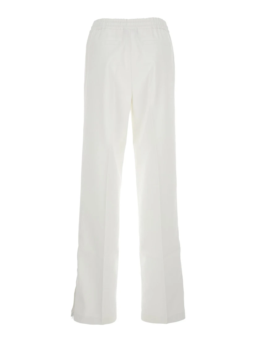 White Pants with Elastic Drawstring Waist in Tech Fabric Woman