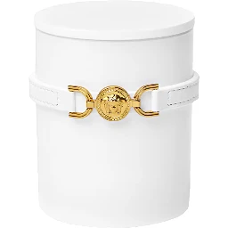 Medusa 95 White Candle with Wood Lid and Removable Leather Strap in Wood and Glass Home