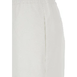 White Pants with Elastic Drawstring Waist in Tech Fabric Woman