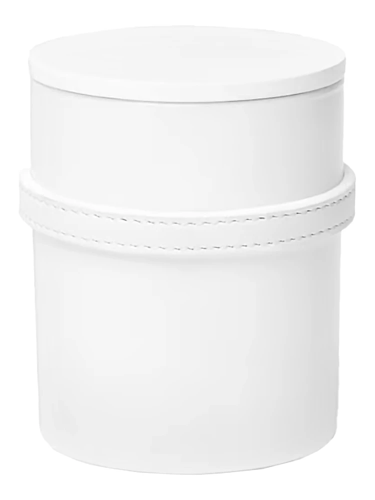 Medusa 95 White Candle with Wood Lid and Removable Leather Strap in Wood and Glass Home alternative