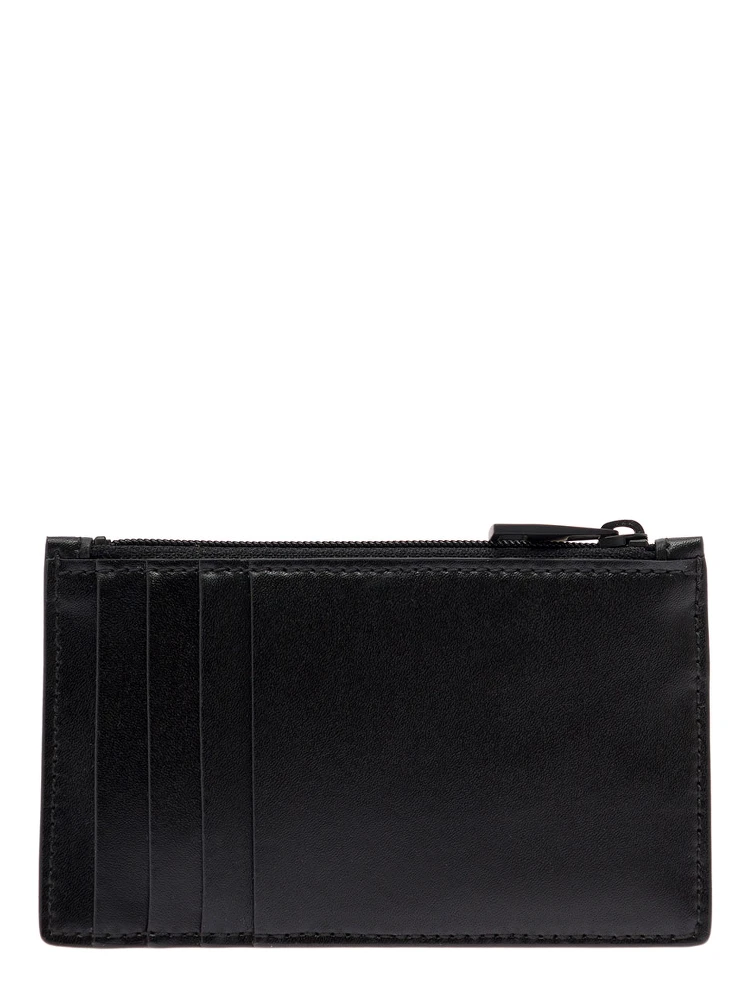 Black Card-Holder with Contrasting Graffiti Logo in Smooth Leather Man alternative