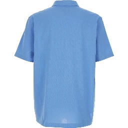 Blue Polo Shirt with Classic Collar and Logo Embroidery Detail on the Front in Cotton Man