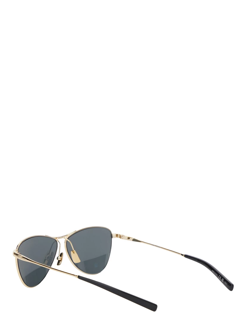 Gold Tone Sunglasses with Engraved Logo in Metal Woman