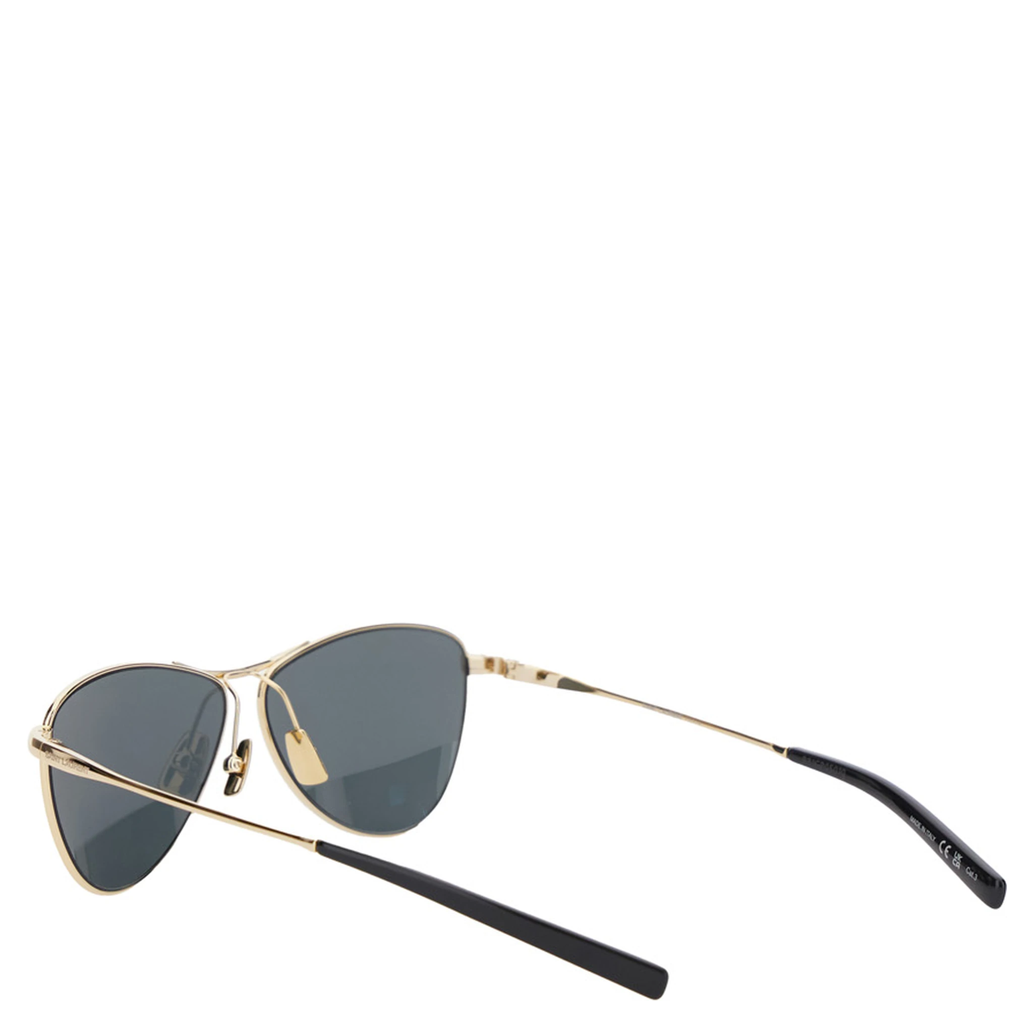 Gold Tone Sunglasses with Engraved Logo in Metal Woman