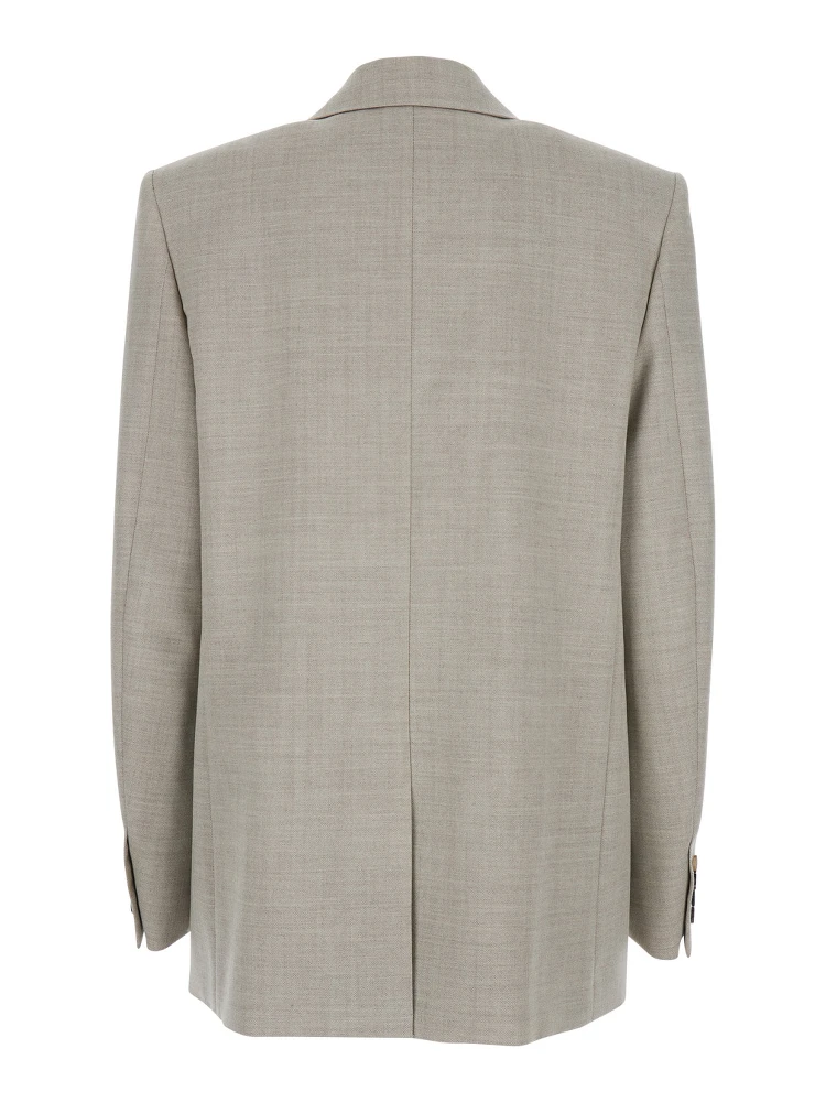 Grey Double-Breasted Jacket with Peak Revers in Wool Woman alternative
