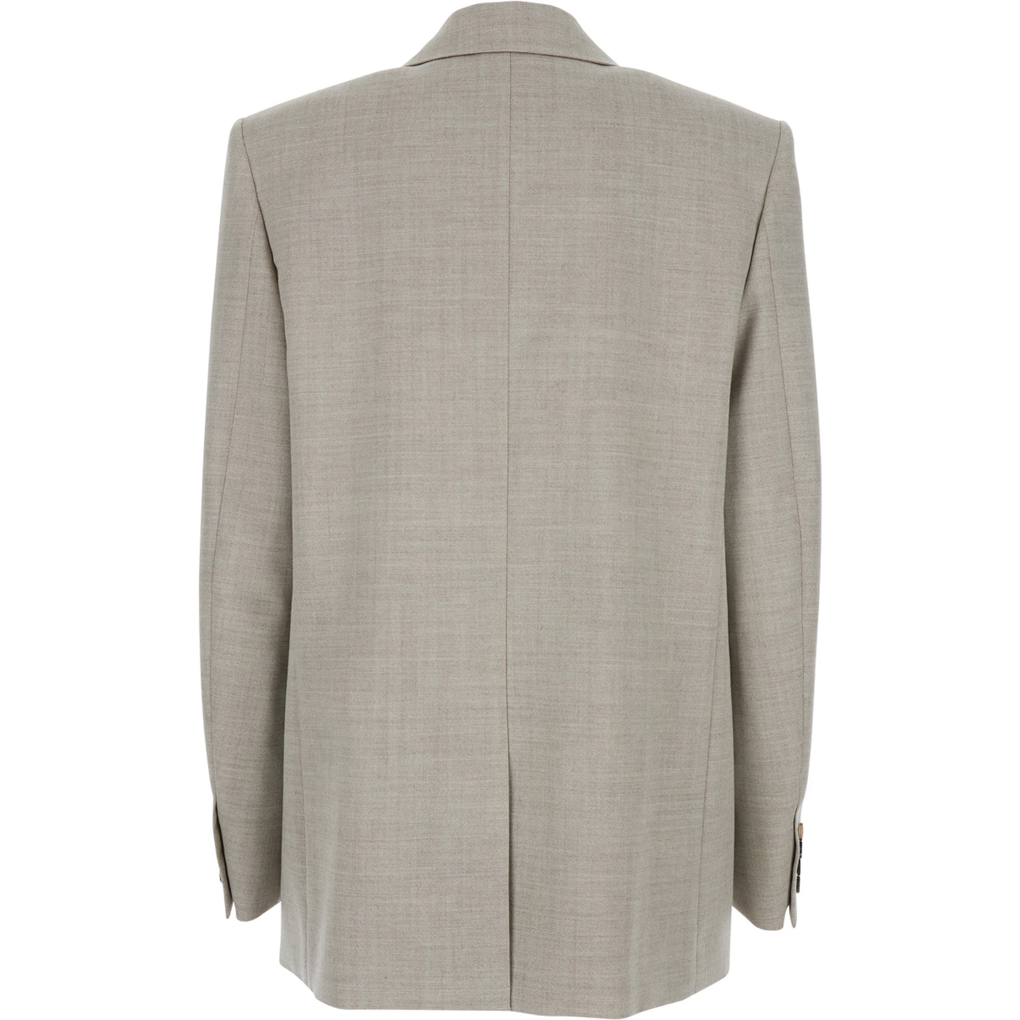 Grey Double-Breasted Jacket with Peak Revers in Wool Woman