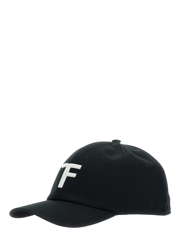 Black Baseball Cap with Logo Embroidery on the Front and Logo Lettering on the Rear in Cotton Man