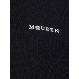 Black Polo Shirt with Classic Collar and Logo Lettering Embroidery on the Front in Cotton Man