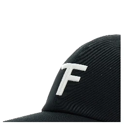 Black Baseball Cap with Logo Embroidery on the Front and Logo Lettering on the Rear in Cotton Man