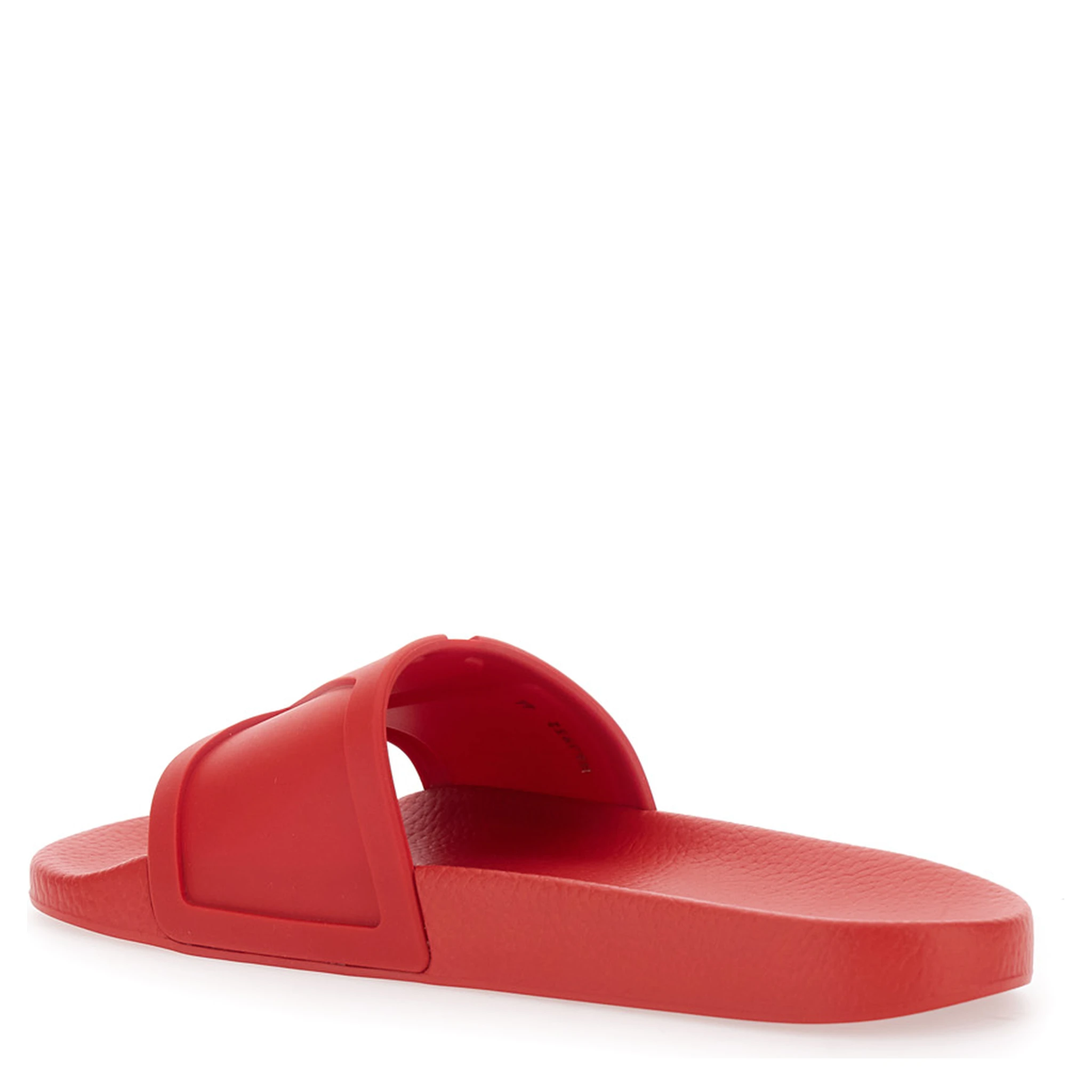 Red Sandals with Open Toe and Embossed Logo in Rubber Man