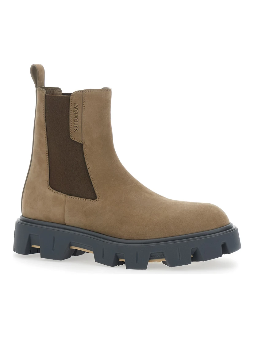 Peack Brown Ankle Boots with Elastic Details in Leather Man