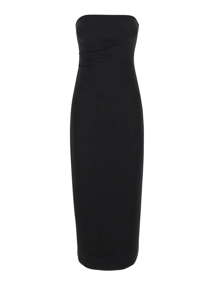 Black Bustier Dress with Slit in Tech Fabric Woman