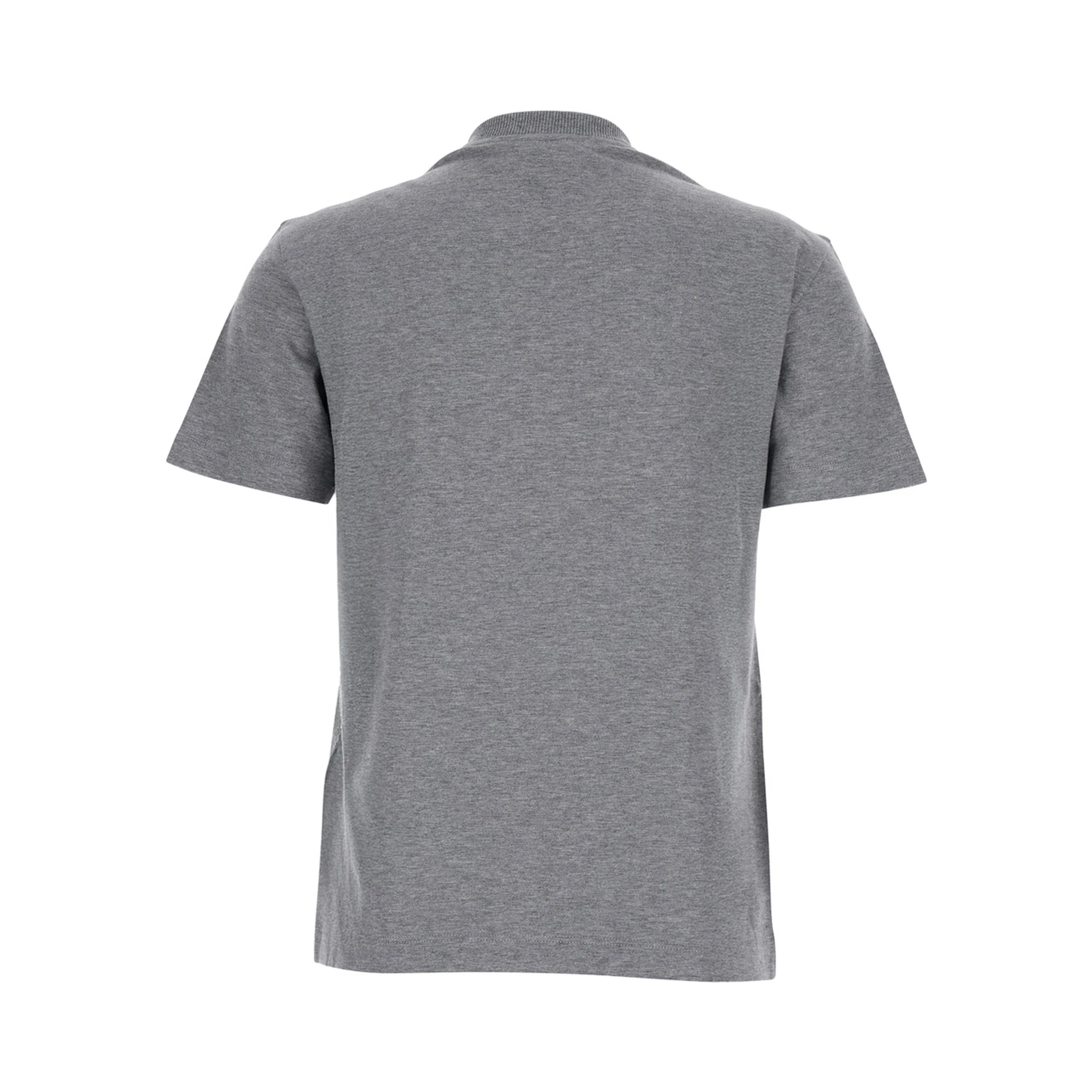 Grey Crewneck T-Shirt with Logo Detail on the Front in Cotton Woman