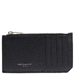 Saint Laurent Mans Black Leather Card Holder