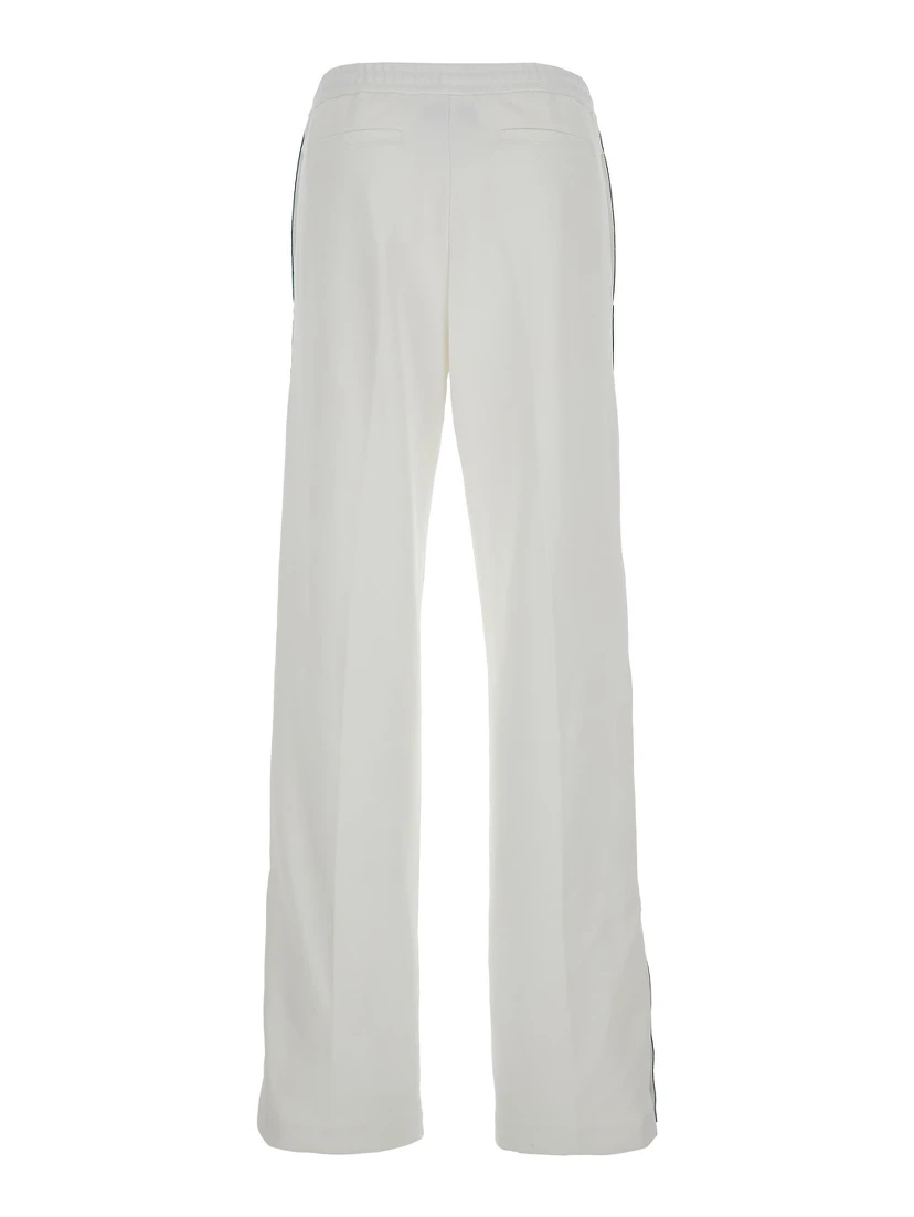 White Joggers Pants with Logo Embroidery and Web Detail in Polyamide Woman