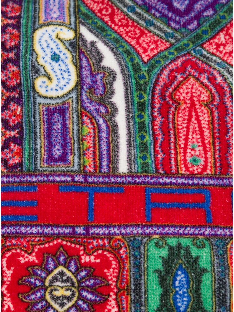 Red Beach Towel with Paisley Ornamental Print in Cotton Terry Home alternative