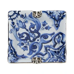 Blue and White Ashtray with Blu Mediterraneo Motif in Porcelain