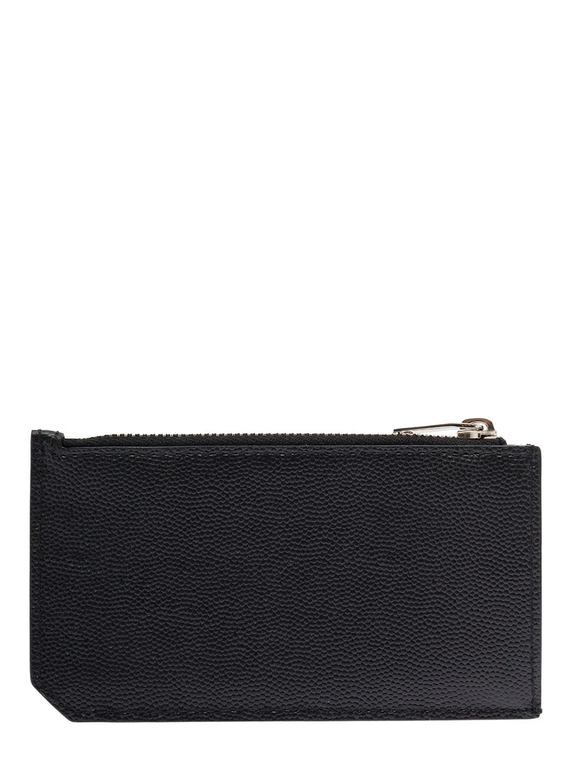 Saint Laurent Mans Black Leather Card Holder