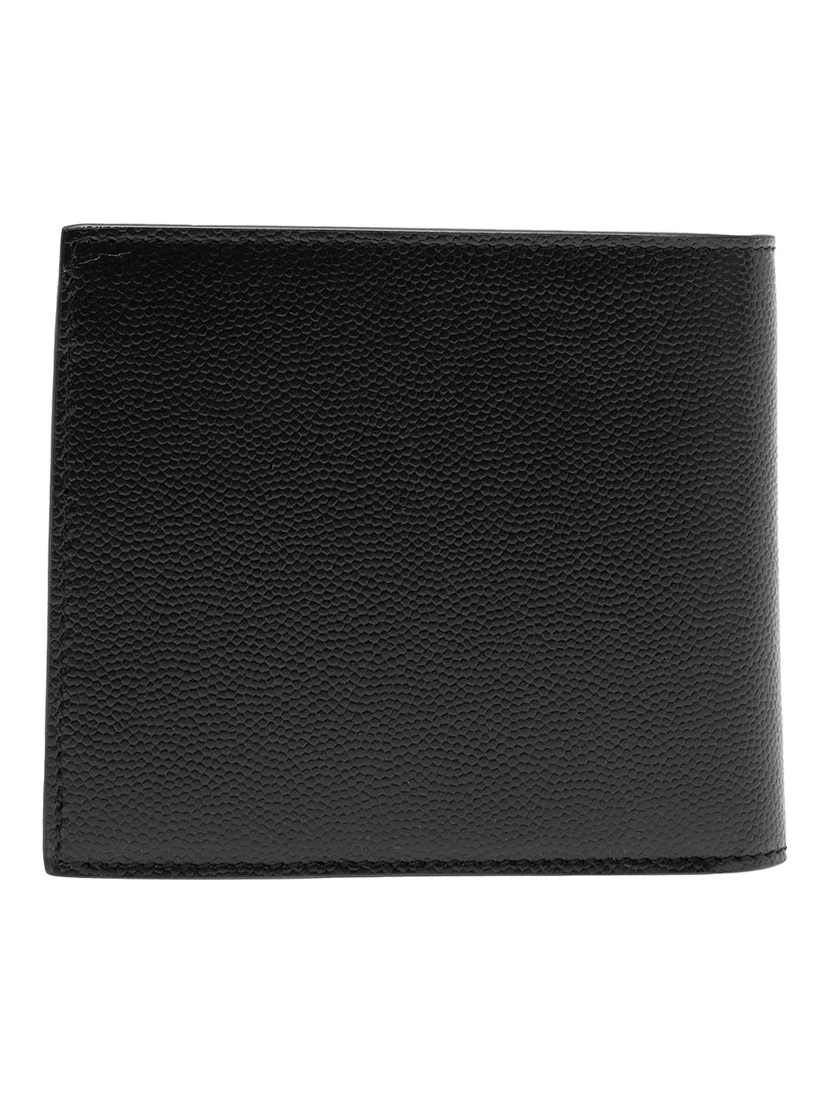 Black Bi-Fold Wallet with Cassandre Detail in Hammered Leather Man