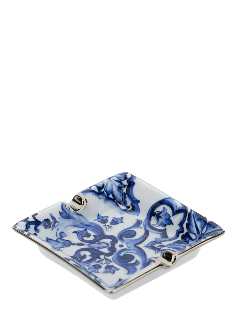 Blue and White Ashtray with Blu Mediterraneo Motif in Porcelain