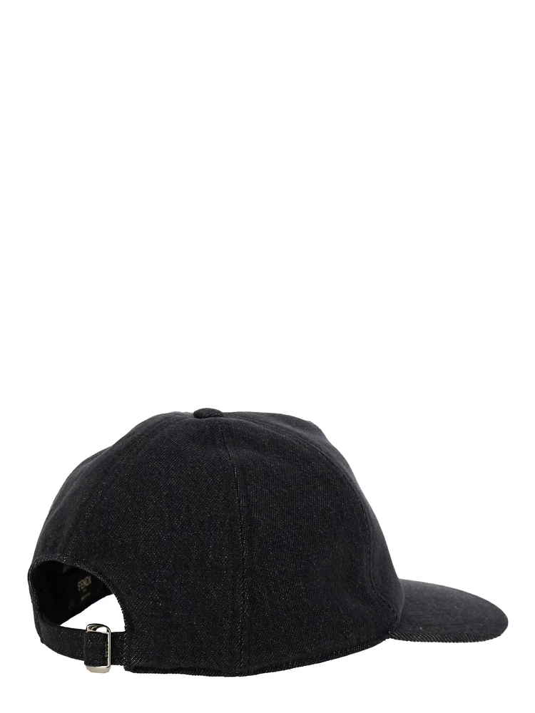 Black Baseball Cap with Embroidered FF Logo in Cotton Man alternative